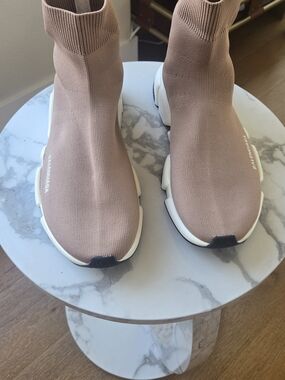 Balenciaga Women’s Dusty Pink Sock-Style Runner Sneakers